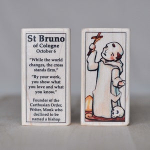 St Bruno Patron Saint Block with gift bag // Founder of the Carthusian Order // Catholic Toys by AlmondRod Toys