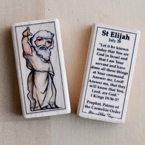 St Elijah Patron Saint Block with gift bag // (Elias), Patron of the Carmelite order // Catholic Toys by AlmondRod Toys