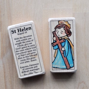 St Helen or St Helena Patron Saint Block with gift bag // patron of converts and difficult marriages // Catholic Toys by AlmondRod Toys