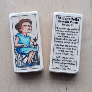 Bl Benedetta Bianchi Patron Saint Block with gift bag // intercessor for degenerative disease // Catholic Toys by AlmondRod Toys