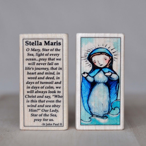 Our Lady Star of the Sea Patron Saint Block with gift bag // Stella Maris // Catholic Toys by AlmondRod Toys