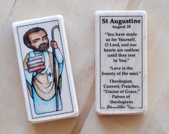 St Augustine Patron Saint Block with gift bag // Patron of theologians // Catholic Toys by AlmondRod Toys