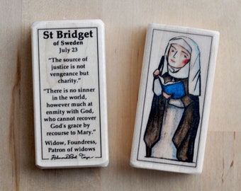 St Bridget of Sweden Patron Saint Block with gift bag // Patron of widows // Catholic Toys by AlmondRod Toys