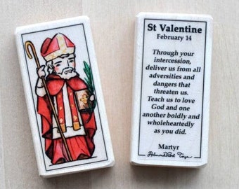 St Valentine Patron Saint Block with gift bag // Patron of Valentine's Day // Catholic Toys by AlmondRod Toys