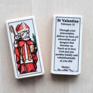 St Valentine Patron Saint Block with gift bag // Patron of Valentine's Day // Catholic Toys by AlmondRod Toys