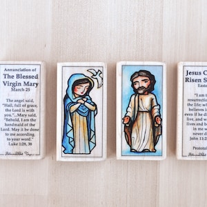 Blessed Virgin Mary and Jesus Christ Saint Block Set // 2 blocks: Mary and Jesus Risen // Catholic Toys by AlmondRod Toys image 1