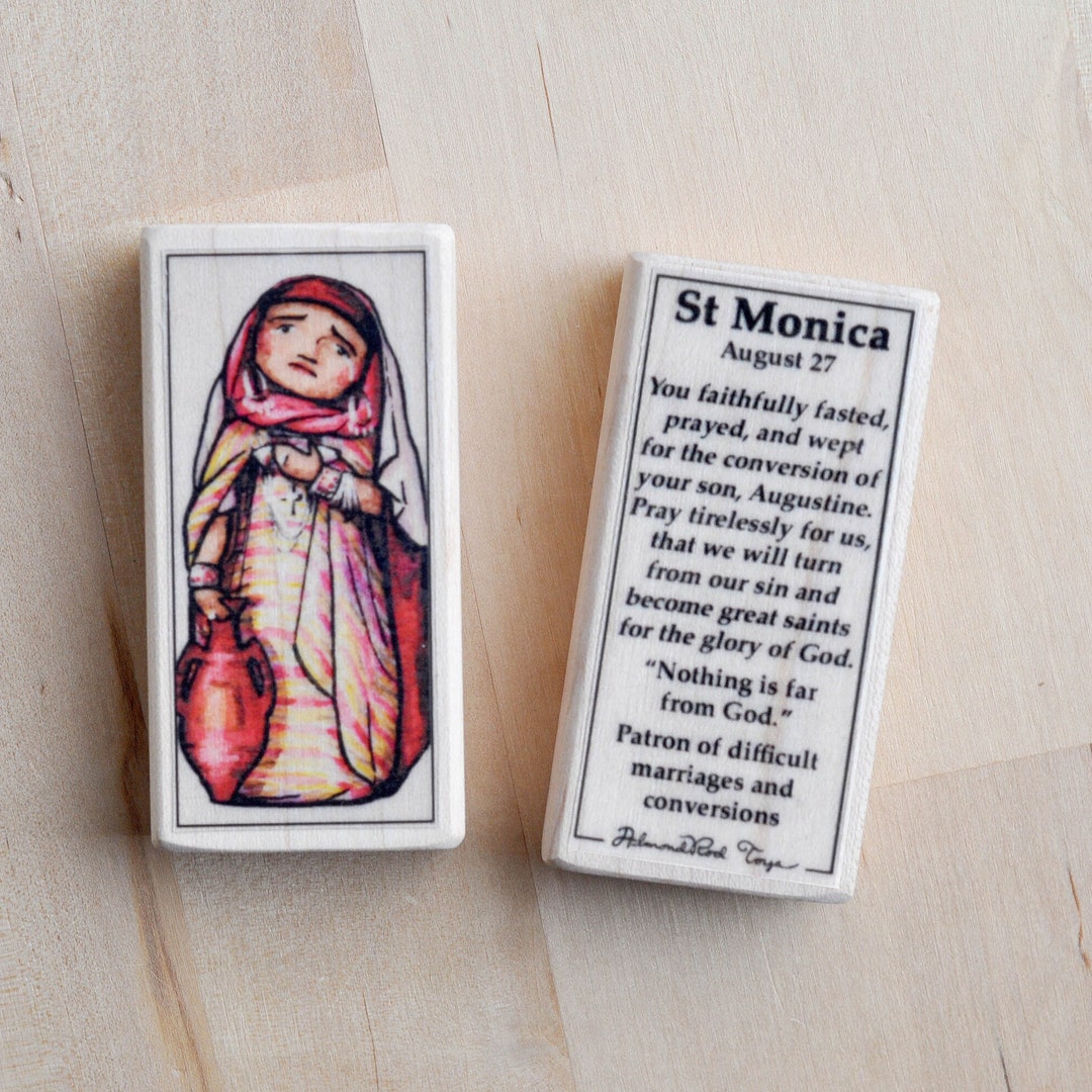 St Monica Patron Saint Block With Gift Bag // Mother of St Augustine ...