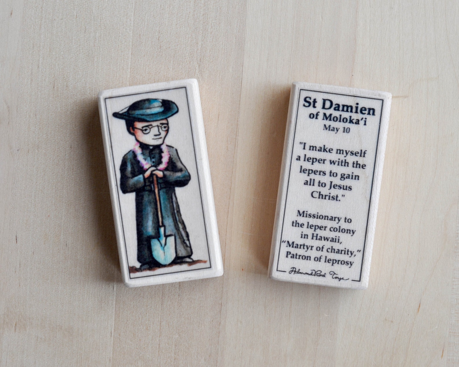 St Damien of Molokai Patron Saint Block With Gift Bag // Patron Against ...