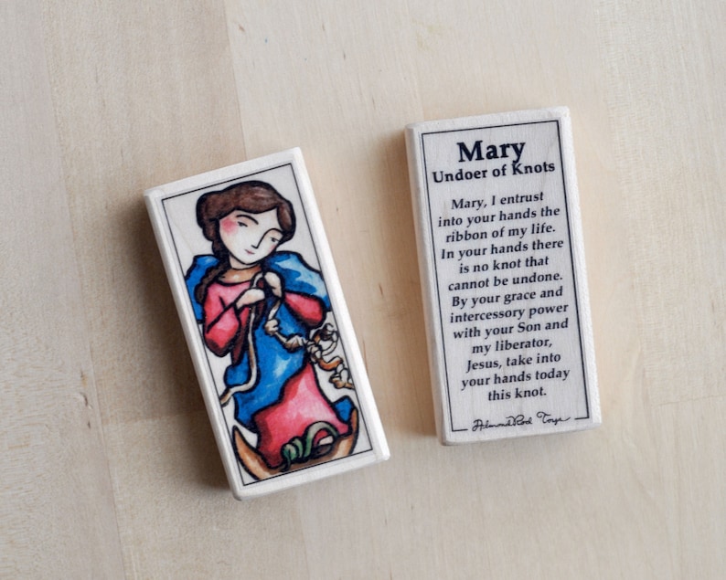 Mary Undoer of Knots Patron Saint Block With Gift Bag // Patron of ...