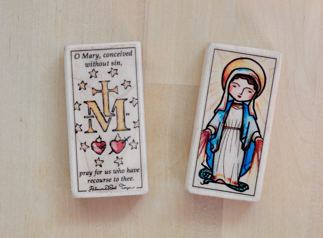 St Mary of the Miraculous Medal Patron Saint Block With Gift Bag ...
