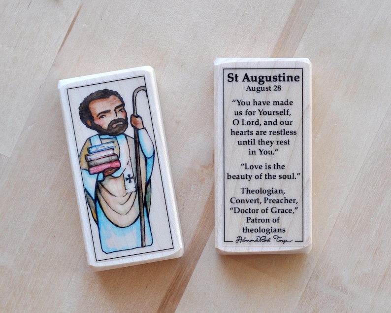 St Augustine Patron Saint Block With Gift Bag // Patron of Theologians ...