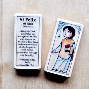 St Felix of Nola Patron Saint Block with gift bag // Confessor of the faith // Catholic Toys by AlmondRod Toys