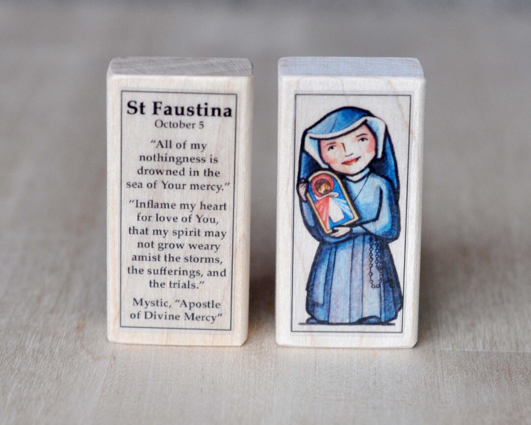 St Faustina Patron Saint Block With Gift Bag // Polish Visionary of ...