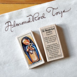 St Beatrice of Silva Patron Saint Block with gift bag // patron of prisoners // Catholic Toys by AlmondRod Toys