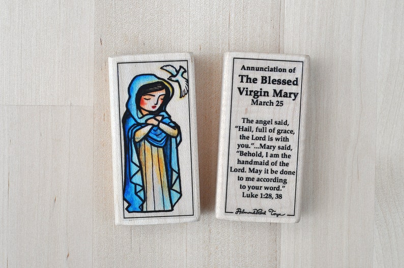 Blessed Virgin Mary and Jesus Christ Saint Block Set // 2 blocks: Mary and Jesus Risen // Catholic Toys by AlmondRod Toys image 4