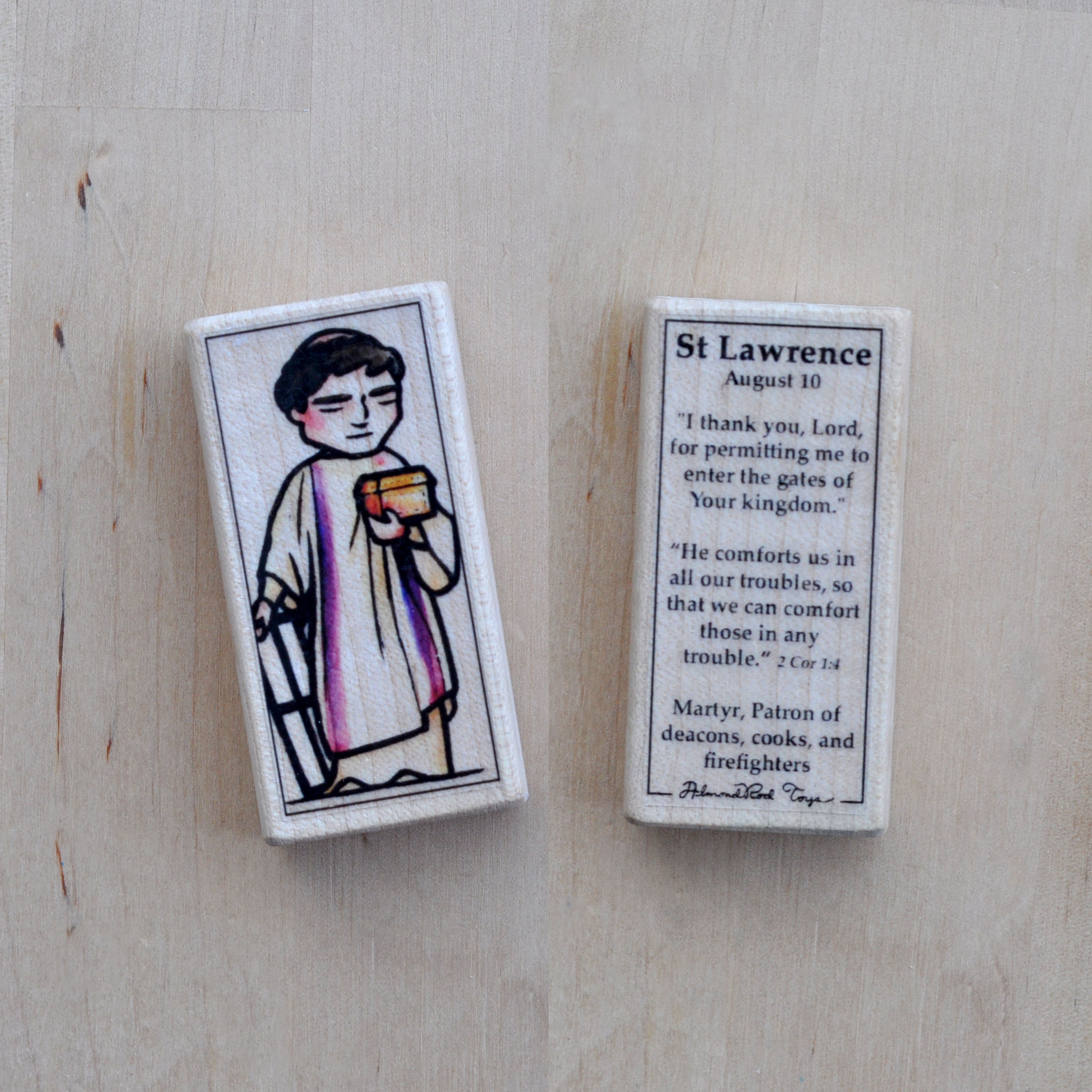 St Lawrence Patron Saint Block With Gift Bag // Patron of | Etsy