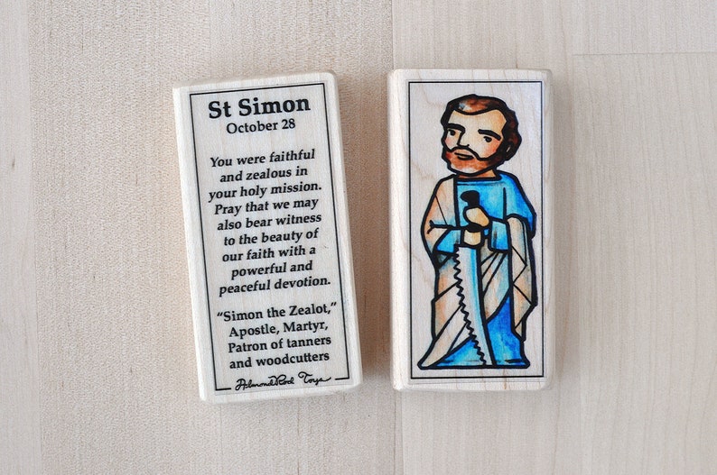 St Simon the Apostle Patron Saint Block // patron of tanners Etsy