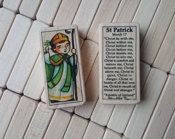 St Patrick Patron Saint Block with gift bag // Patron of Ireland // Catholic Toys by AlmondRod Toys