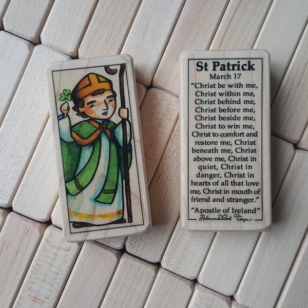 St Patrick Patron Saint Block with gift bag // Patron of Ireland // Catholic Toys by AlmondRod Toys