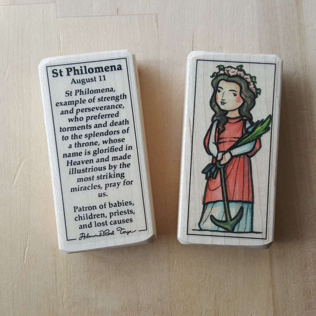 St Philomena Patron Saint Block With Gift Bag // Patron of Babies
