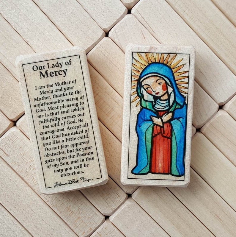 Our Lady of Mercy Patron Saint Block With Gift Bag // Our Lady of the ...