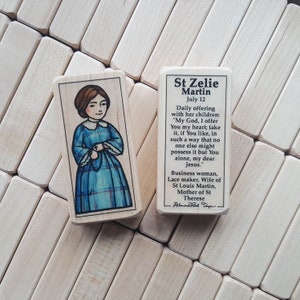 St Zelie Martin Patron Saint Block with gift bag // business woman, mother of St Therese // Catholic Toys by AlmondRod Toys