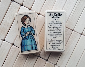 St Zelie Martin Patron Saint Block with gift bag // business woman, mother of St Therese // Catholic Toys by AlmondRod Toys