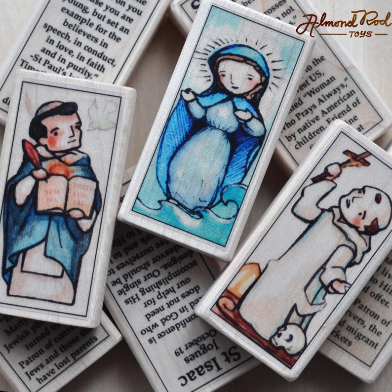 5 Patron Saint blocks of your choice with gift bag // 300 saints to choose from // Catholic toys by AlmondRod Toys image 7