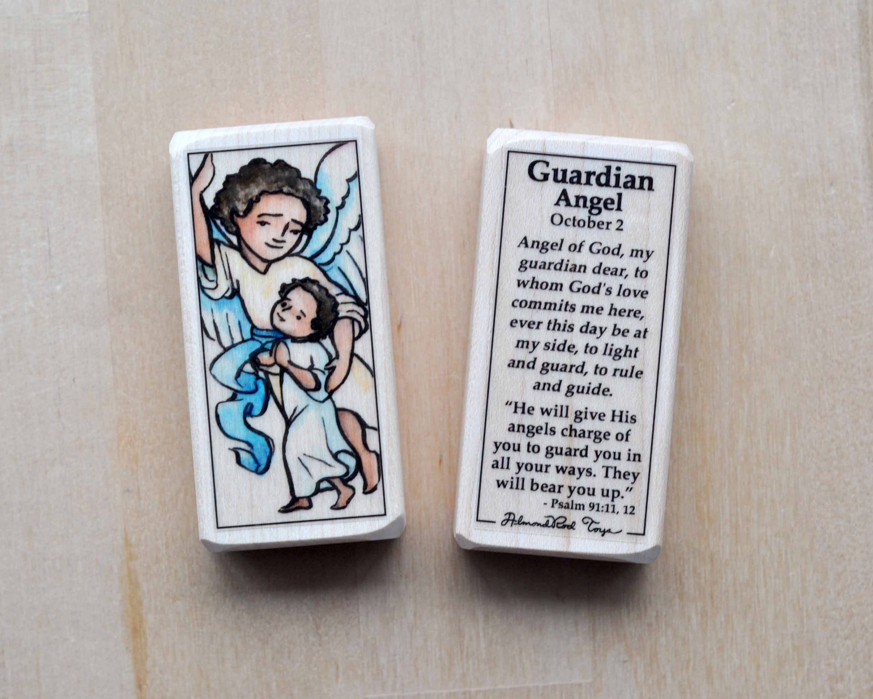 Guardian Angel Patron Saint Block with gift bag // guardian angel  // Catholic Toys by AlmondRod Toys