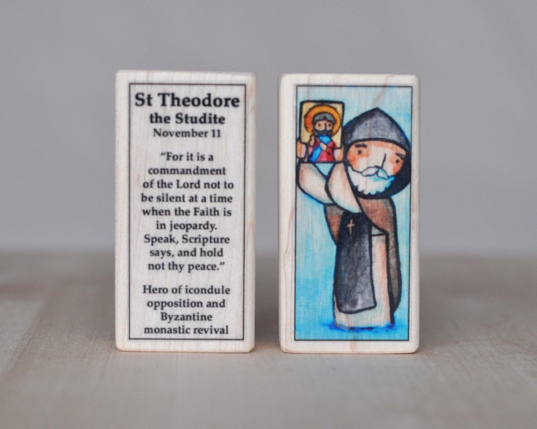 St Theodore the Studite Patron Saint Block With Gift Bag // Monk and