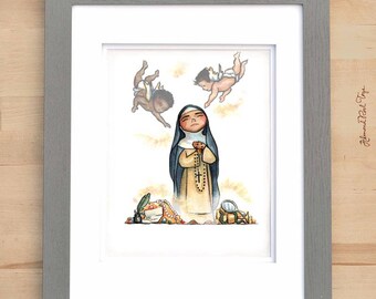 8x10 St. Bl. Ana of the Angels Monteagudo Art Print from Saints Around the World book // Catholic Print by AlmondRod Toys