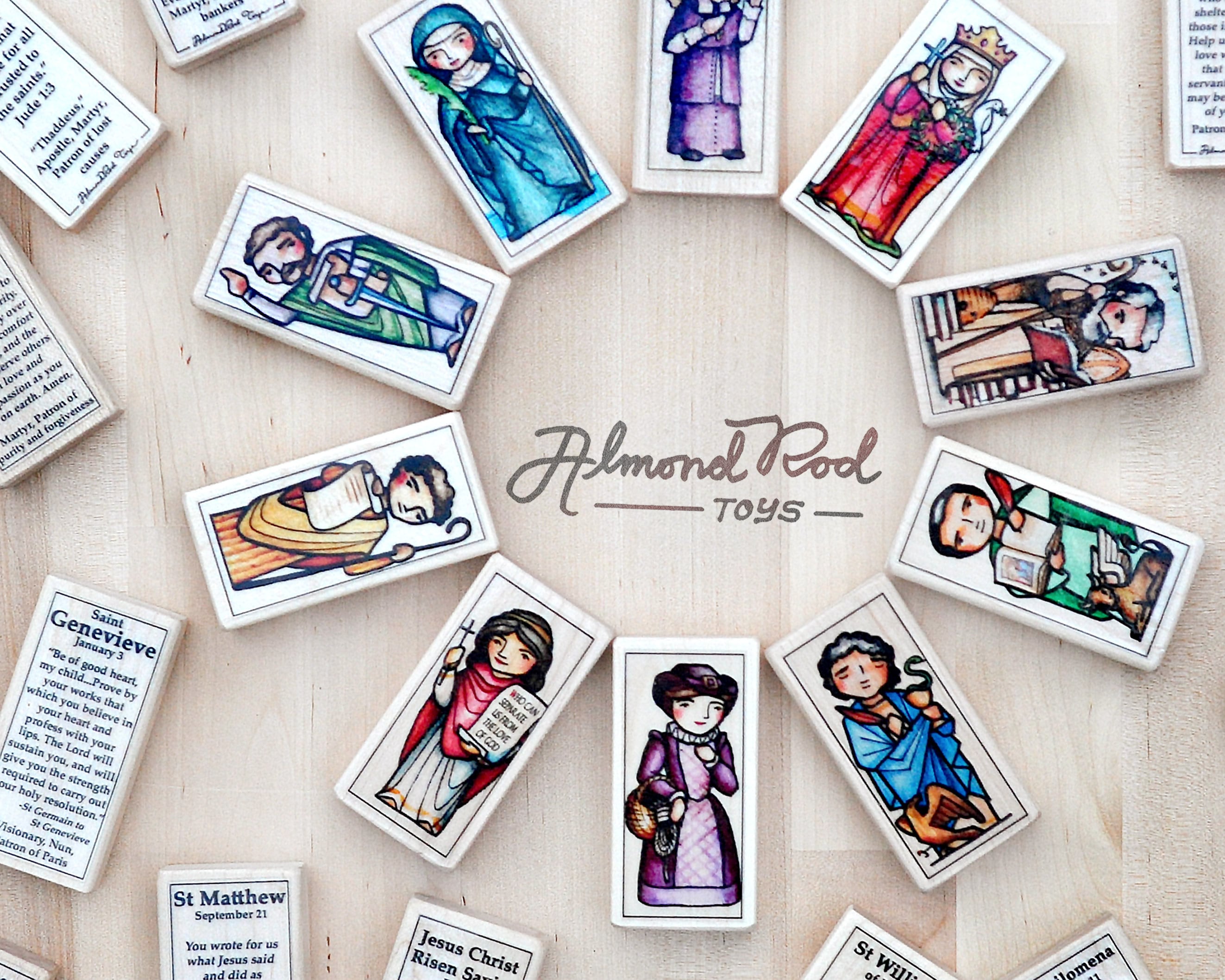 3 Patron Saint blocks of your choice with gift bag // 300+ saints to choose from // Catholic toys by AlmondRod Toys