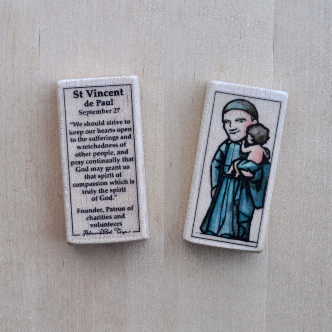 St Vincent De Paul Patron Saint Block With Gift Bag // Patron of ...