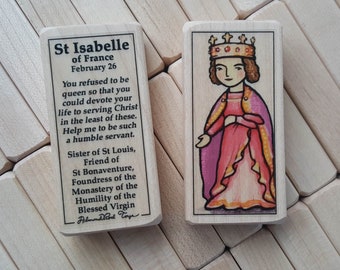 St Isabelle of France Patron Saint Block with gift bag // Princess Saint // Catholic Toys by AlmondRod Toys