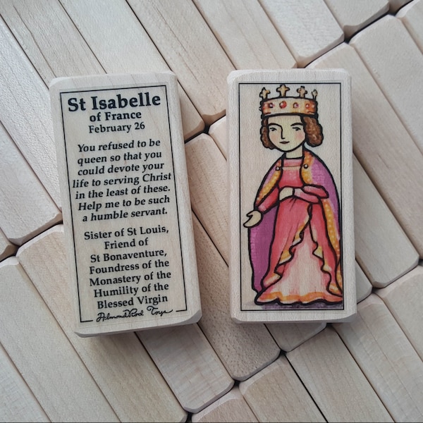 St Isabelle of France Patron Saint Block with gift bag // Princess Saint // Catholic Toys by AlmondRod Toys