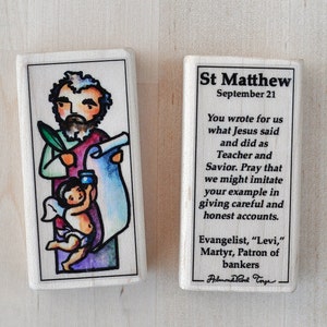 5 Patron Saint blocks of your choice with gift bag // 300 saints to choose from // Catholic toys by AlmondRod Toys image 3