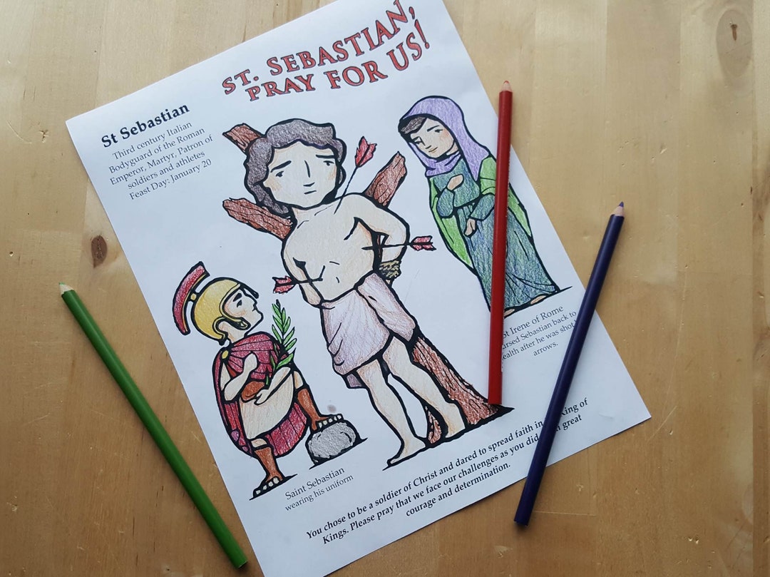 St Sebastian Coloring Sheet Digital Download - Etsy
