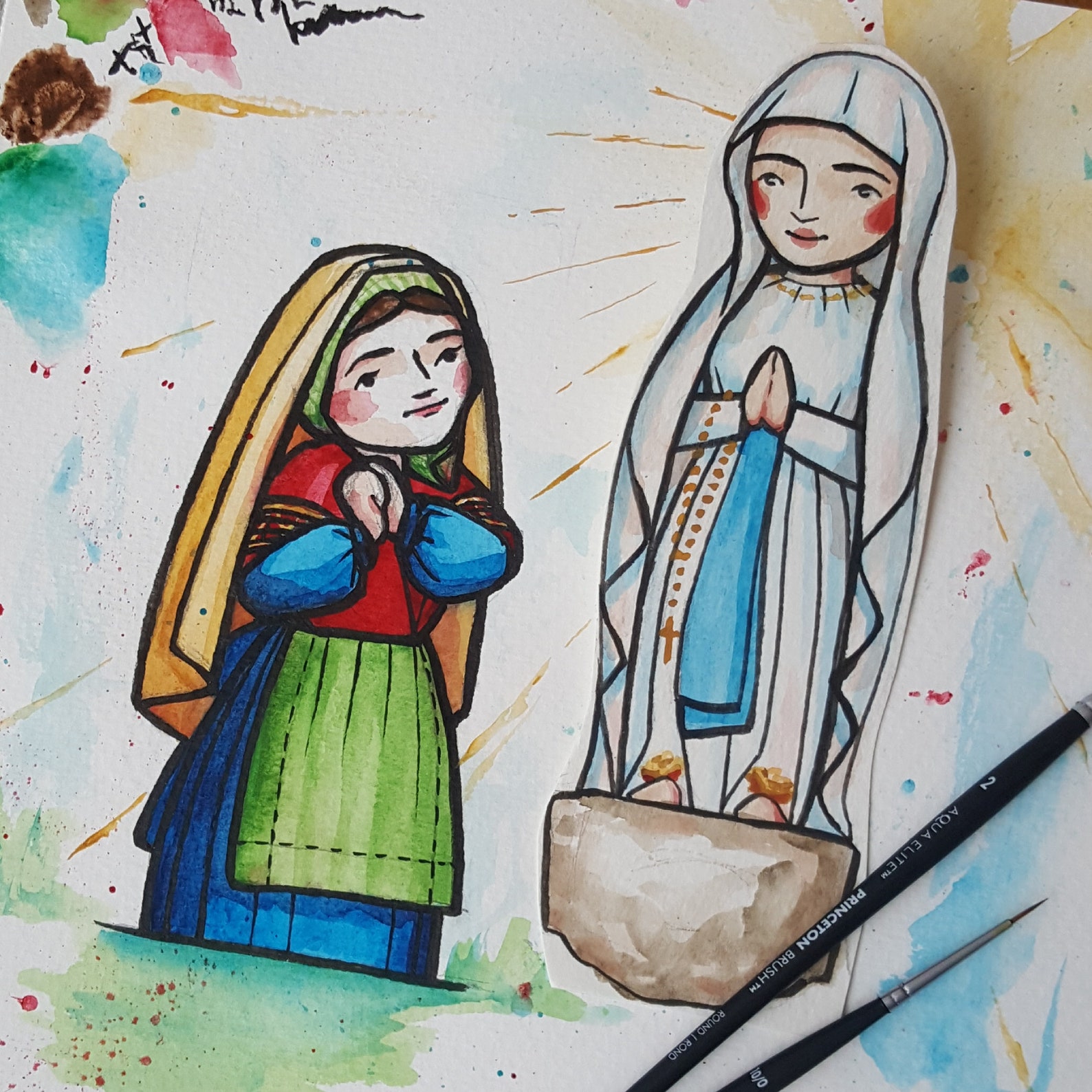 St Bernadette Patron Saint Block With Gift Bag // Our Lady of Lourdes ...