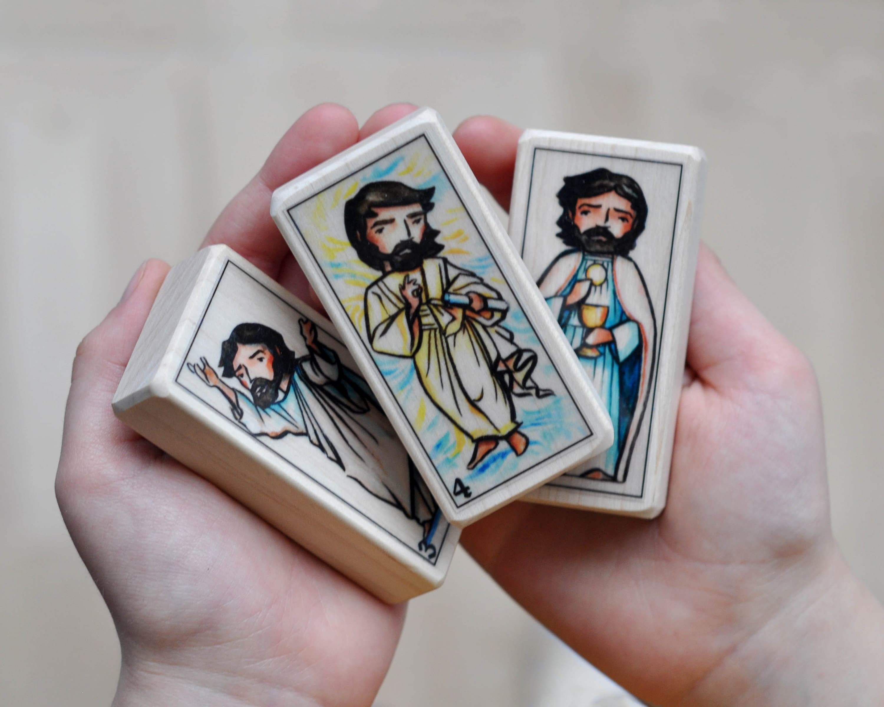 3 Patron Saint blocks of your choice with gift bag // 300+ saints to choose from // Catholic toys by AlmondRod Toys