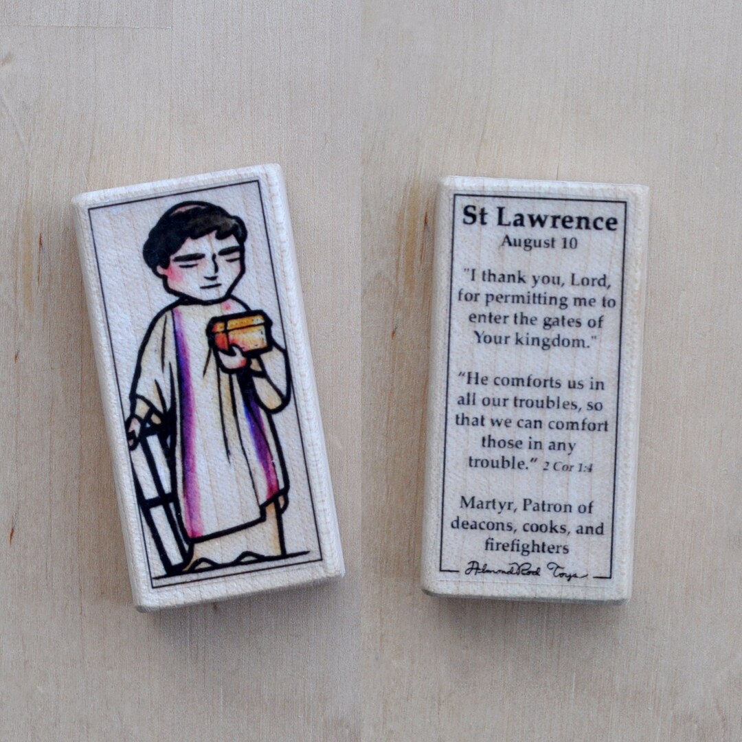St Lawrence Patron Saint Block With Gift Bag // Patron of Deacons ...