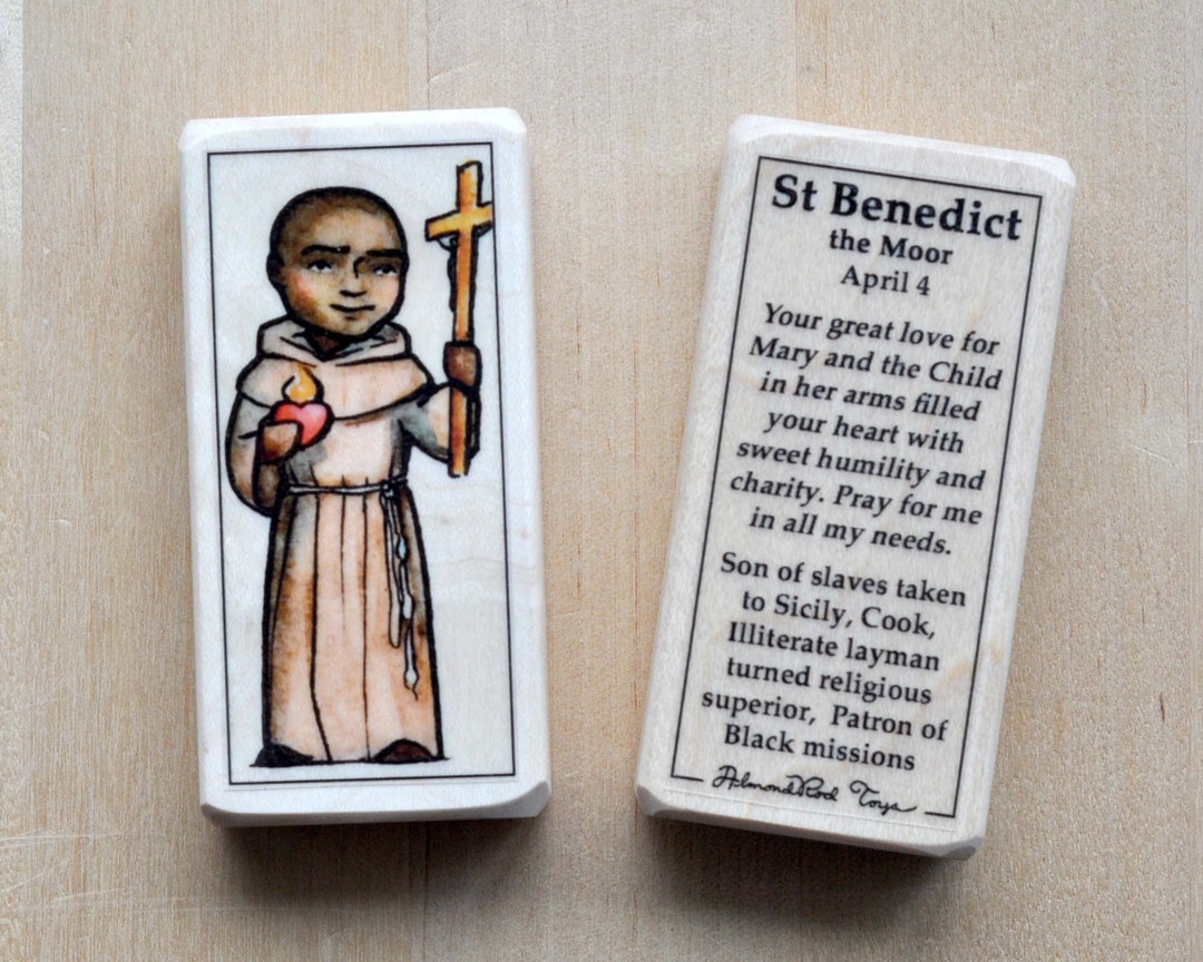 St Benedict the Moor Patron Saint Block With Gift Bag // Patron of ...