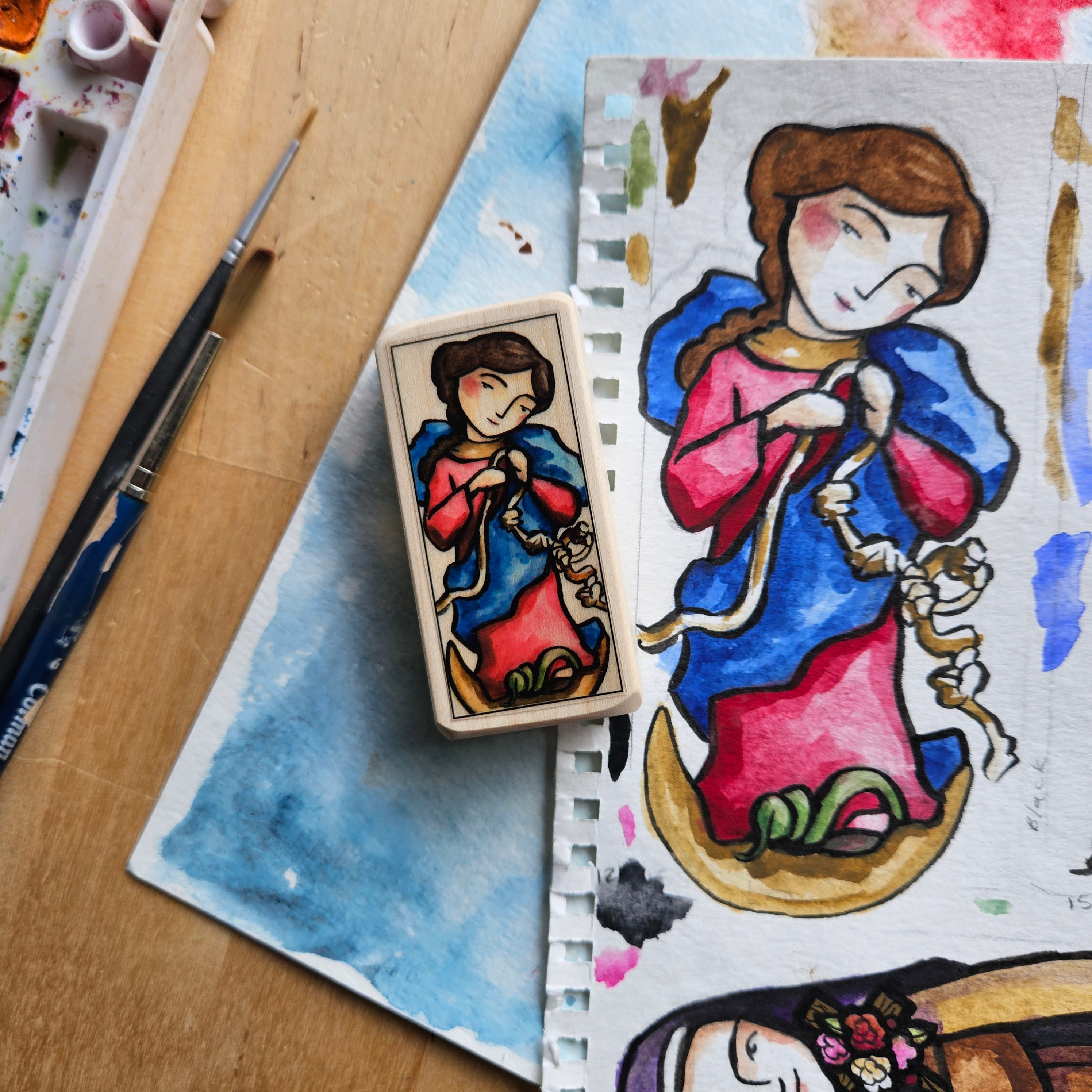 Mary Undoer of Knots Patron Saint Block With Gift Bag // Patron of ...
