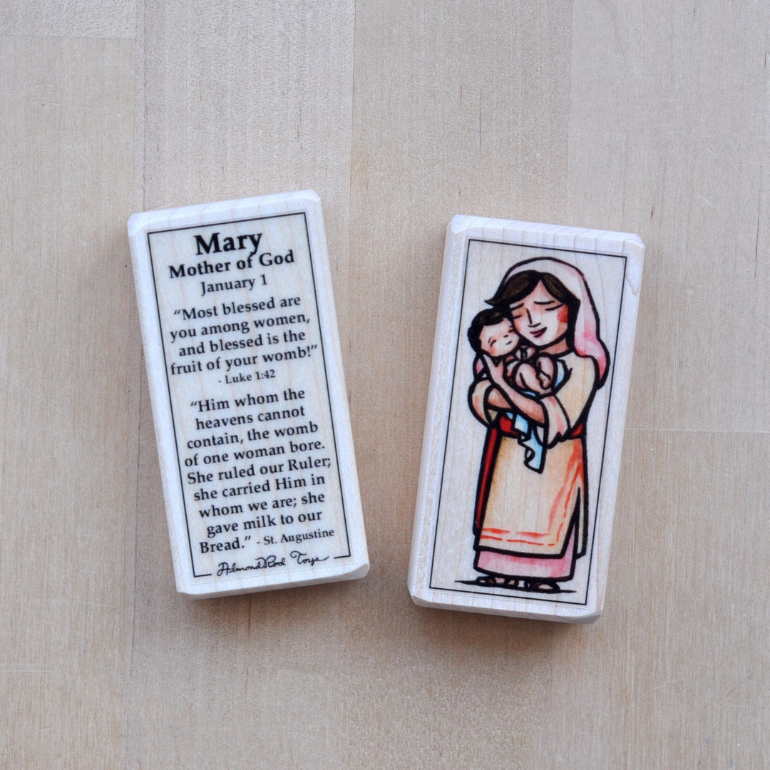 St Mary, Mother of God Patron Saint Block With Gift Bag // Madonna and ...