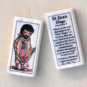 St Juan Diego Patron Saint Block with gift bag // Visionary of Our Lady of Guadalupe // Catholic Toys by AlmondRod Toys