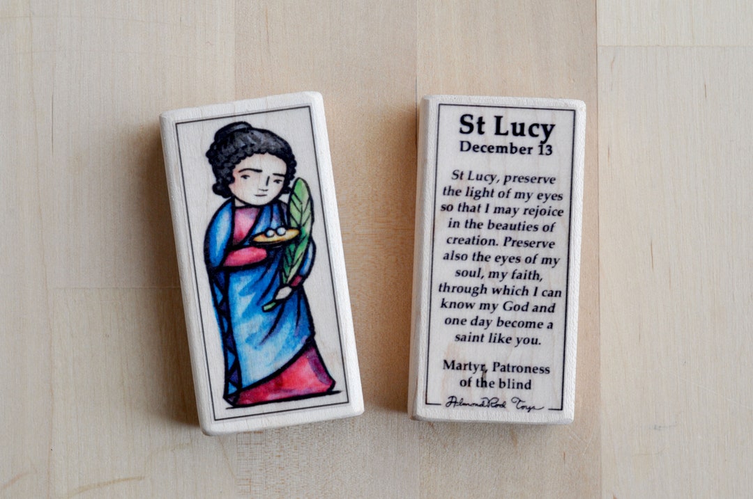 St Lucy Patron Saint Block With Gift Bag // Virgin Martyr, Patron of ...
