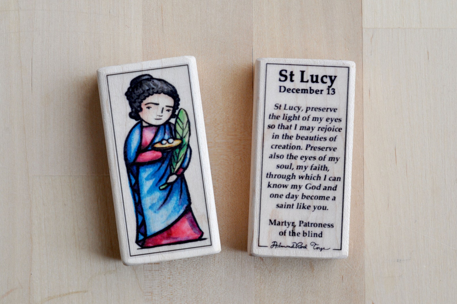 St Lucy Patron Saint Block With Gift Bag // Virgin Martyr, Patron of ...