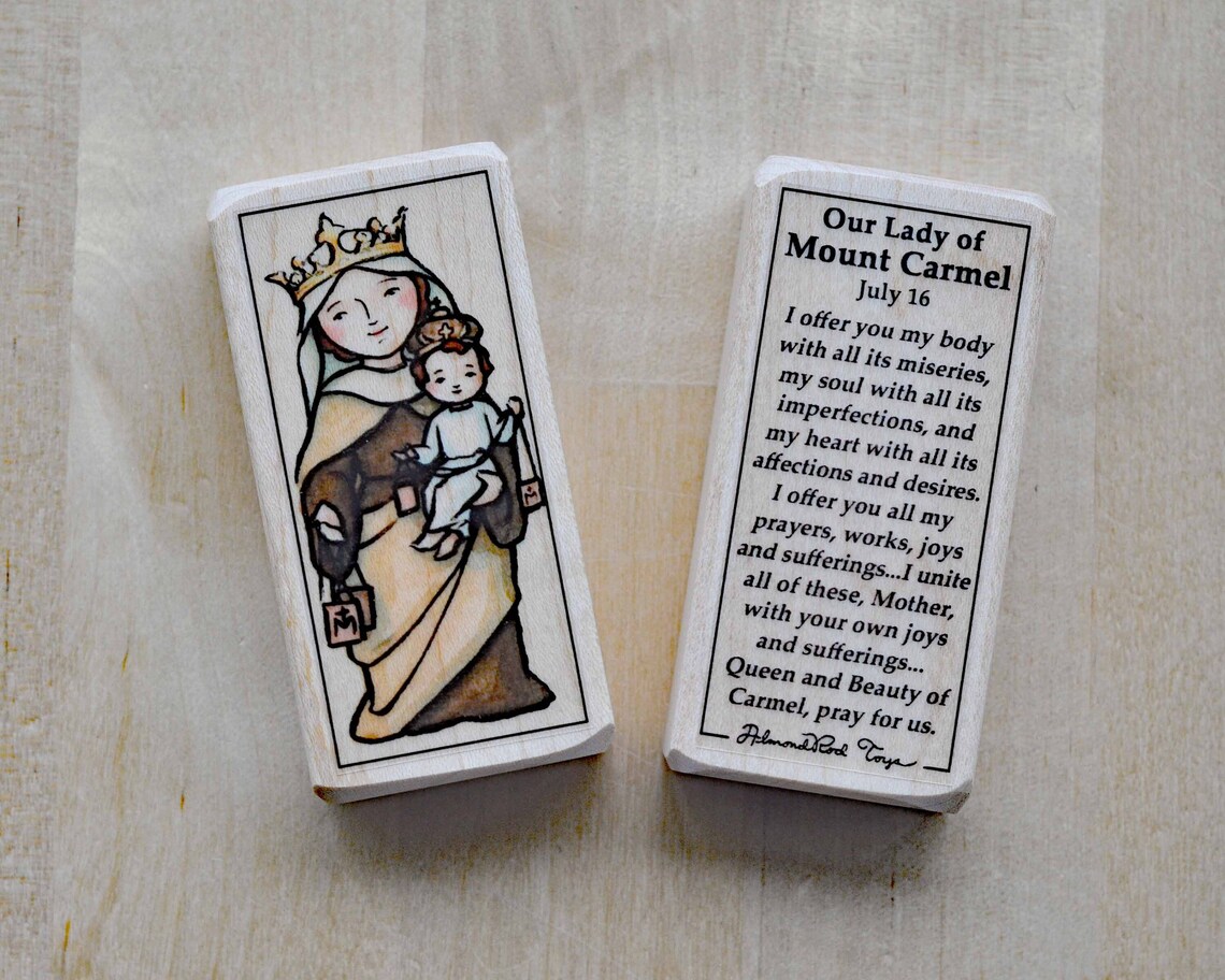 Our Lady of Mount Carmel Patron Saint Block With Gift Bag // Patron ...