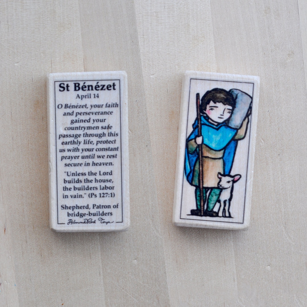 St Benezet Patron Saint Block With Gift Bag // Patron of Bridge ...