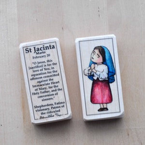 St Jacinta Marto of Fatima Patron Saint Block with gift bag // Fatima seer, shepherd girl // Catholic Toys by AlmondRod Toys