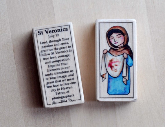 St Veronica Patron Saint Block With Gift Bag Patron Of Etsy St Veronica Patron Saint Block With Gift Bag Patron Of Etsy